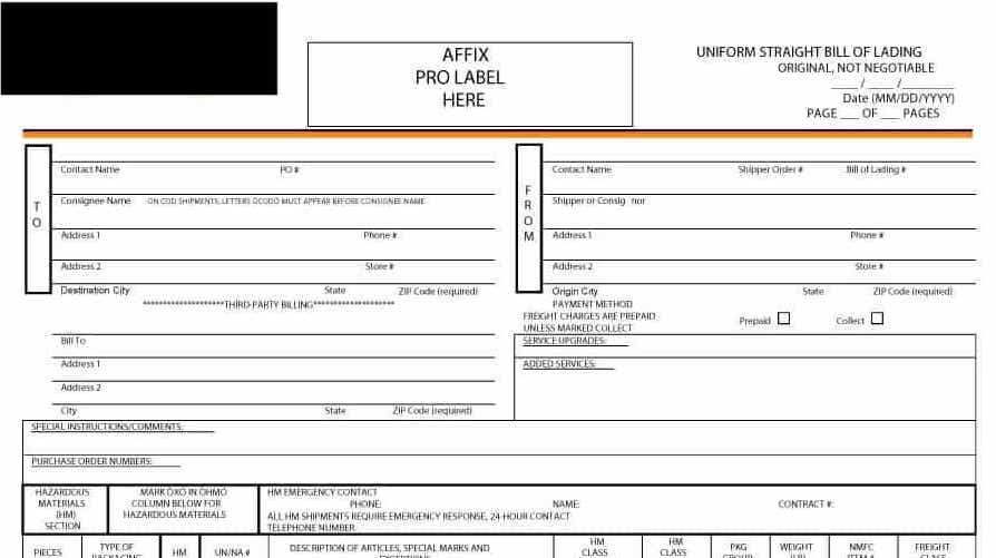 A Bill of Lading in one of the shipping documents that is required for international trade 