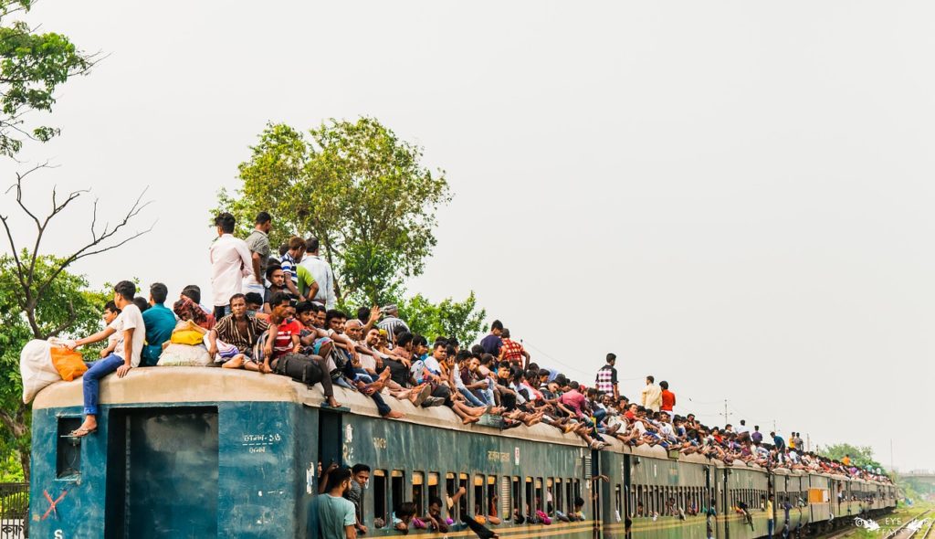 Made in Bangladesh, Communters on a train in Bangladesh.