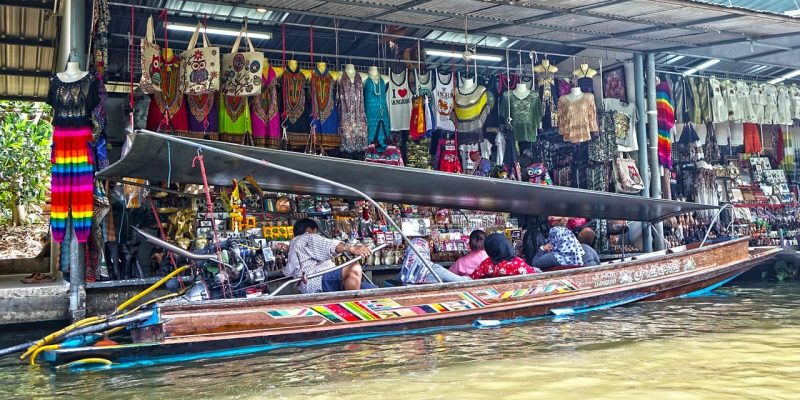 Made in Thailand products for sale at a damnoen saduak floating market